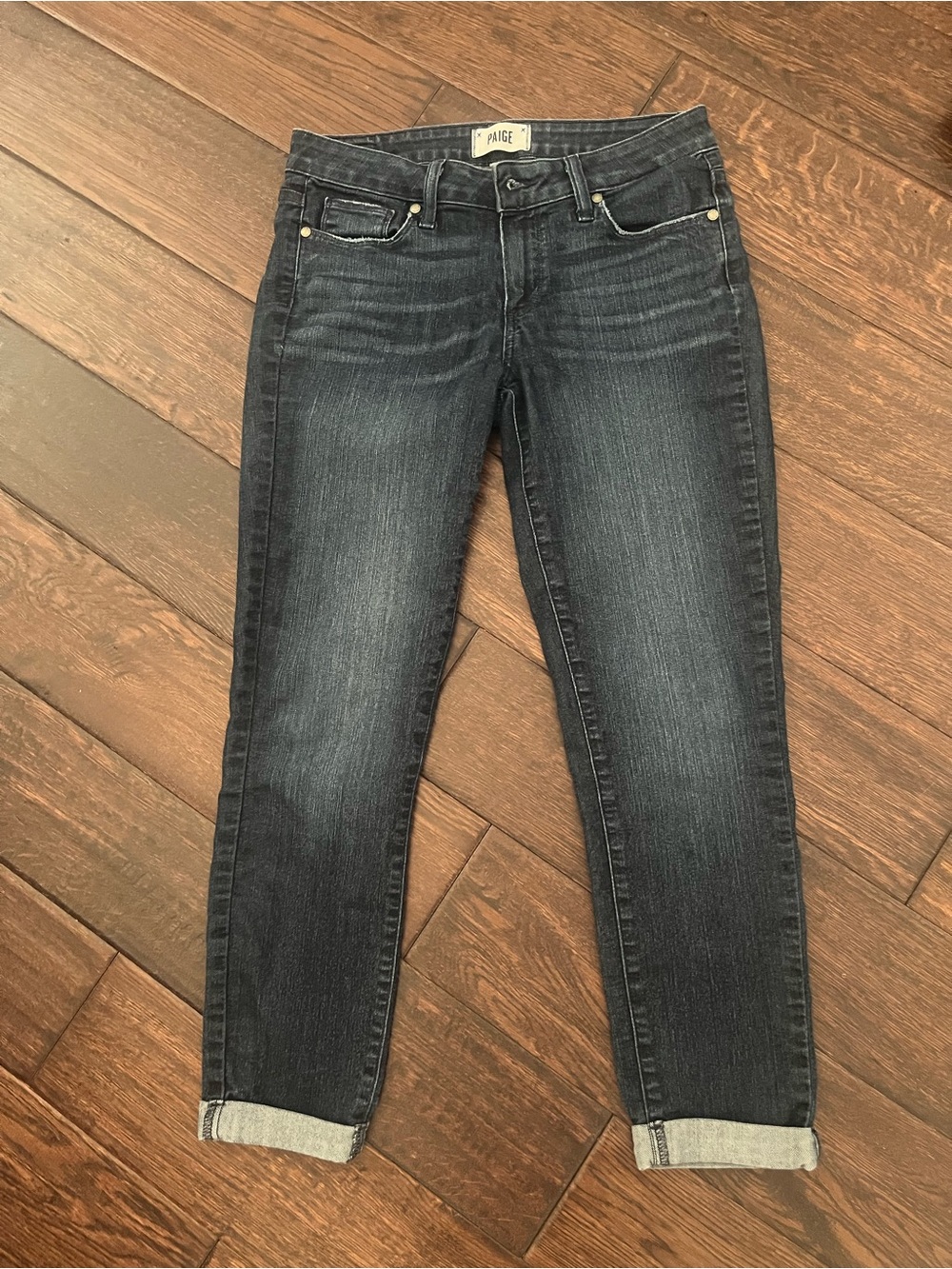 PAIGE Kylie Crop Slim Skinny Jeans Tonal Duncan Dark Wash Size 27